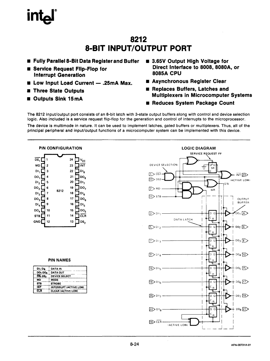 Intel mcs-48 manual PIN Configuration Logic Diagram, IT os, GD ~s ------- + H, DB ---------- -- +i 