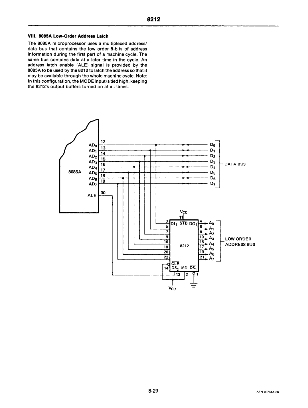 Intel mcs-48 manual AD2, Bossa AD4 AD5 AD6 AD7, ~DI, Stbdo LOW Order, Clr 