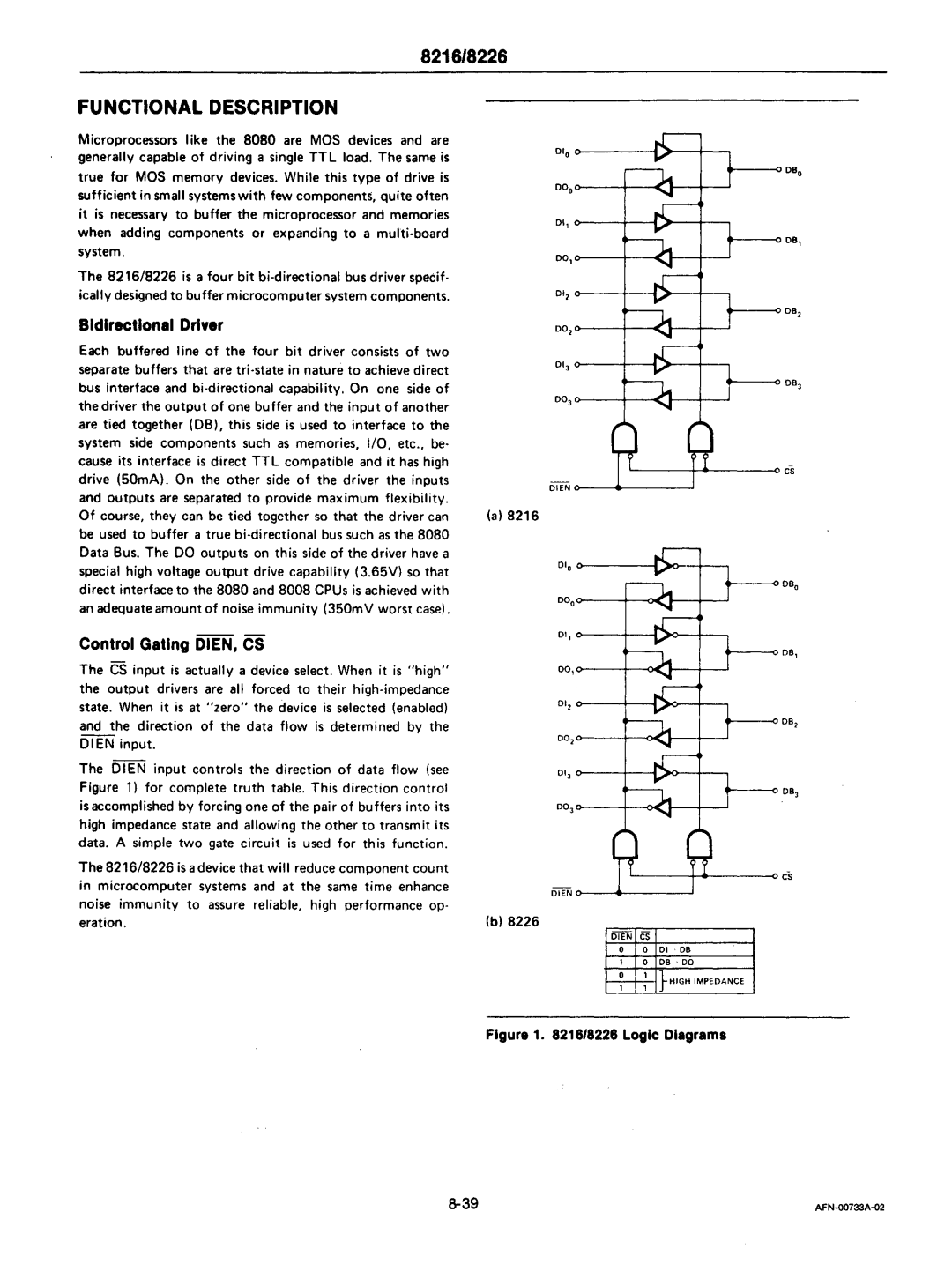 Intel mcs-48 manual Bidirectional Driver, Control aatlng OlEN, CS 