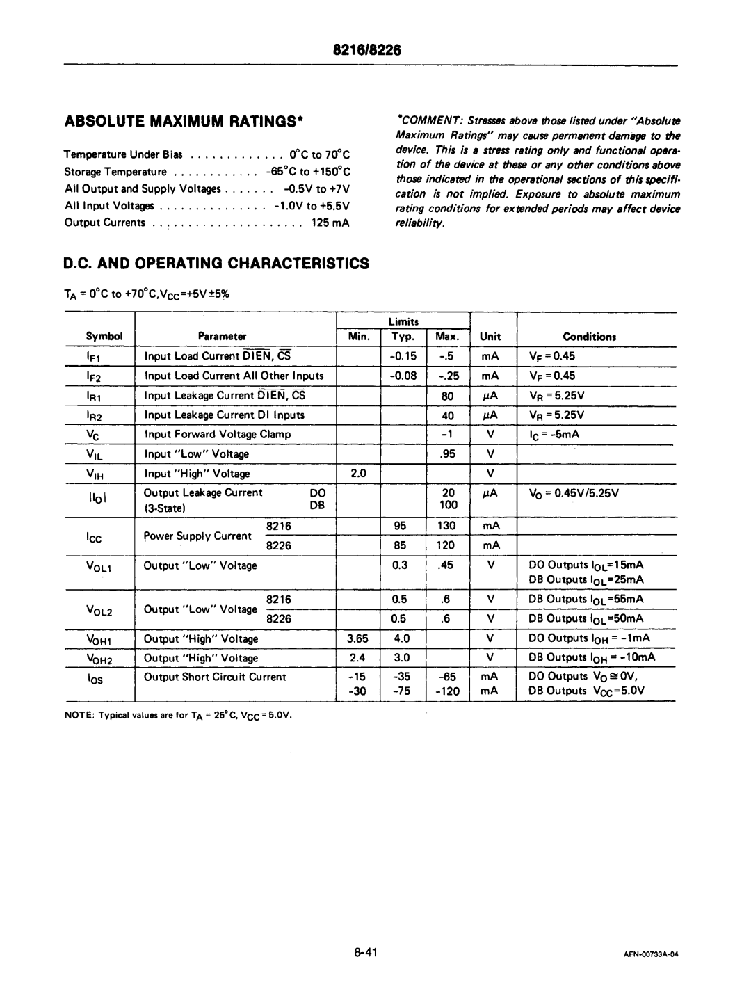 Intel mcs-48 manual IFI IF2 IRI IR2 VIL VIH, Voli VOL2 