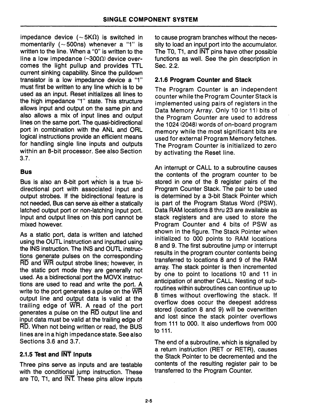 Intel mcs-48 manual Single Component System 