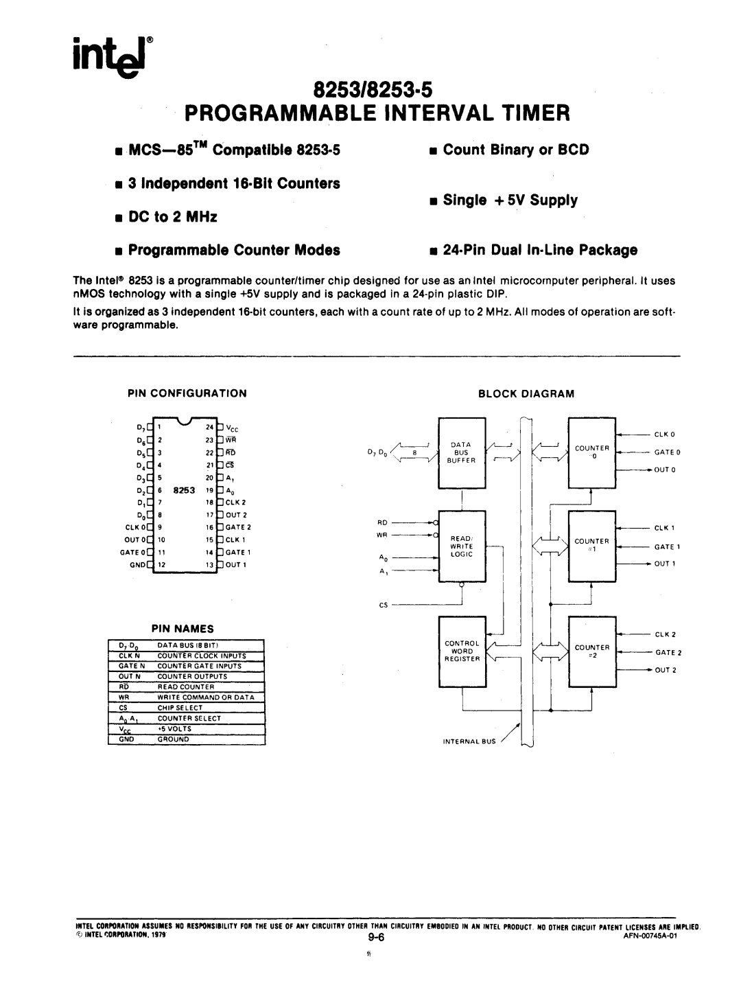 Intel mcs-48 manual Programmable Interval Timer 