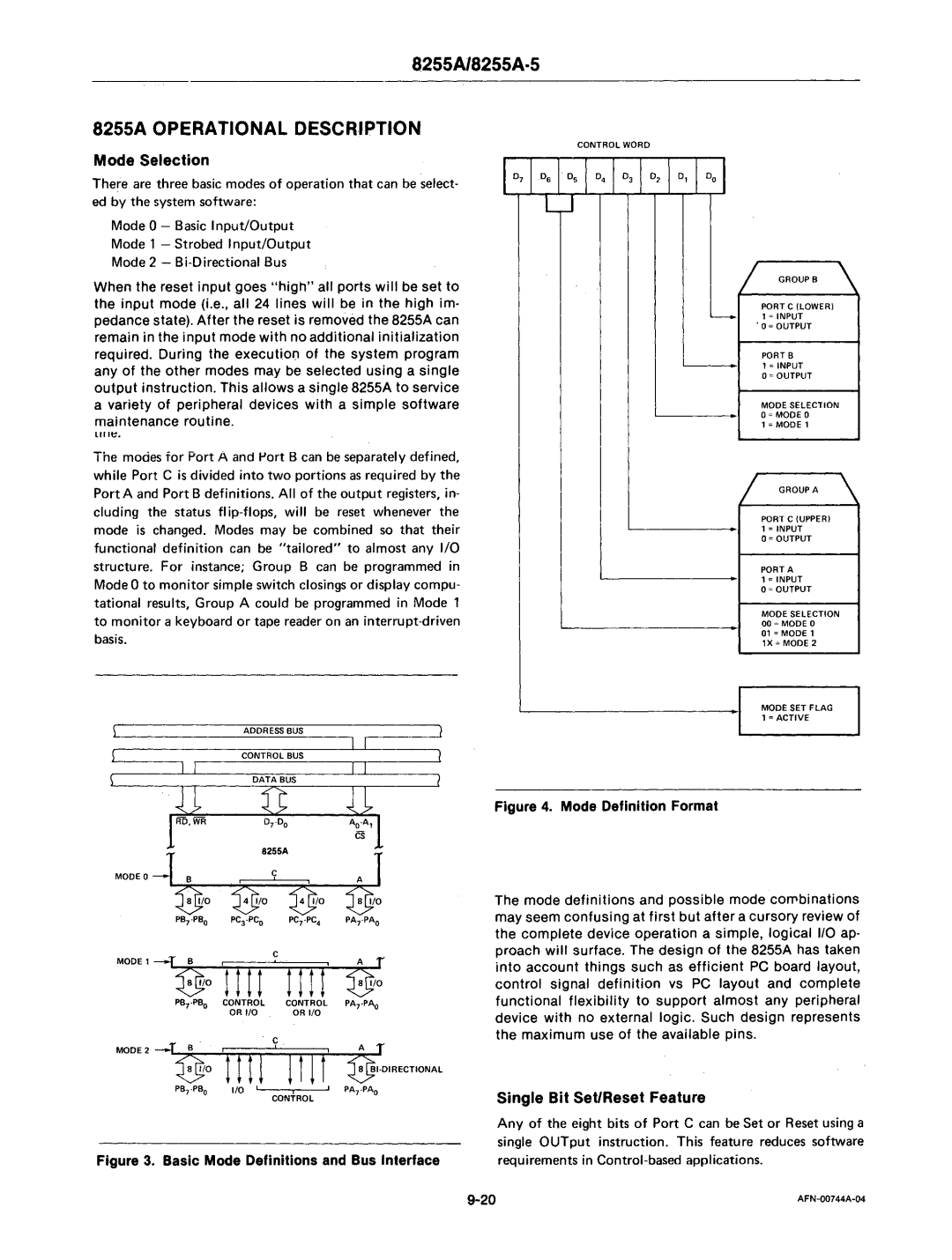 Intel mcs-48 manual 8255A Operational Description, Mode Selection, Single Bit Set/Reset Feature 