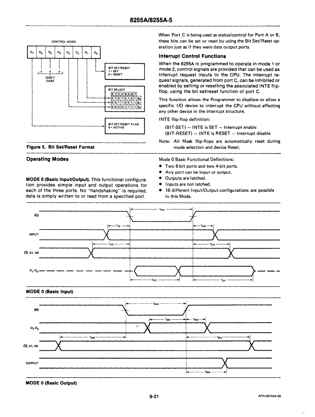 Intel mcs-48 manual Operating Modes, Interrupt Control Functions 