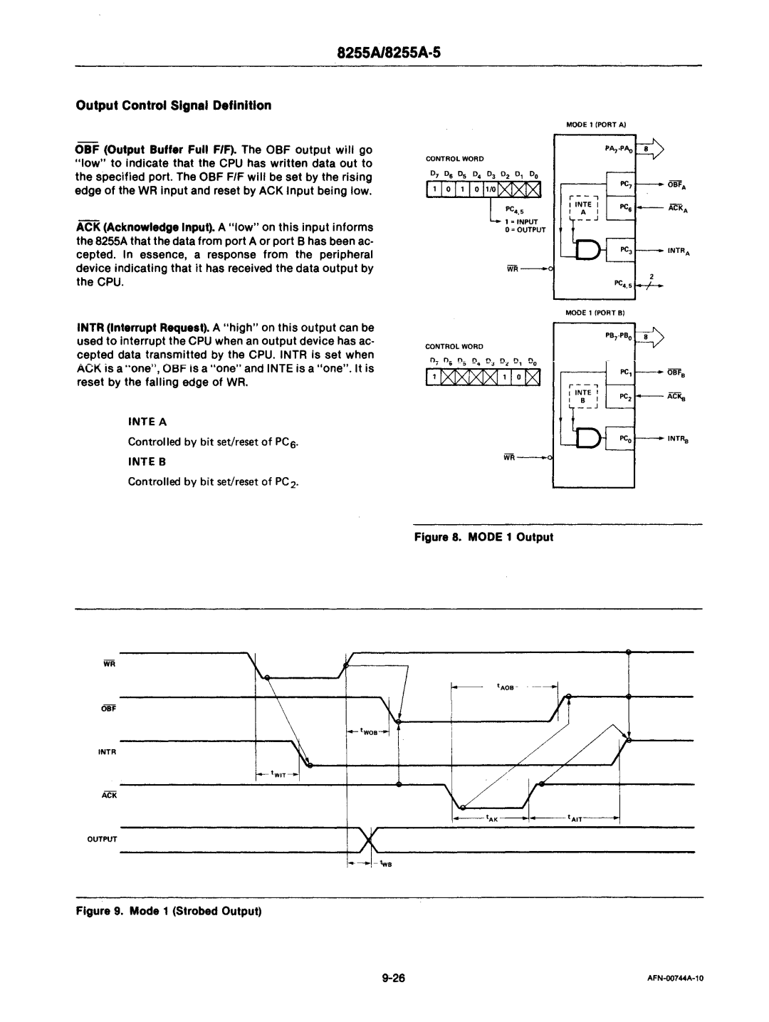 Intel mcs-48 manual 10 I ·IOMXlXl, Output Control Signal Definition, Intea, Inte B 