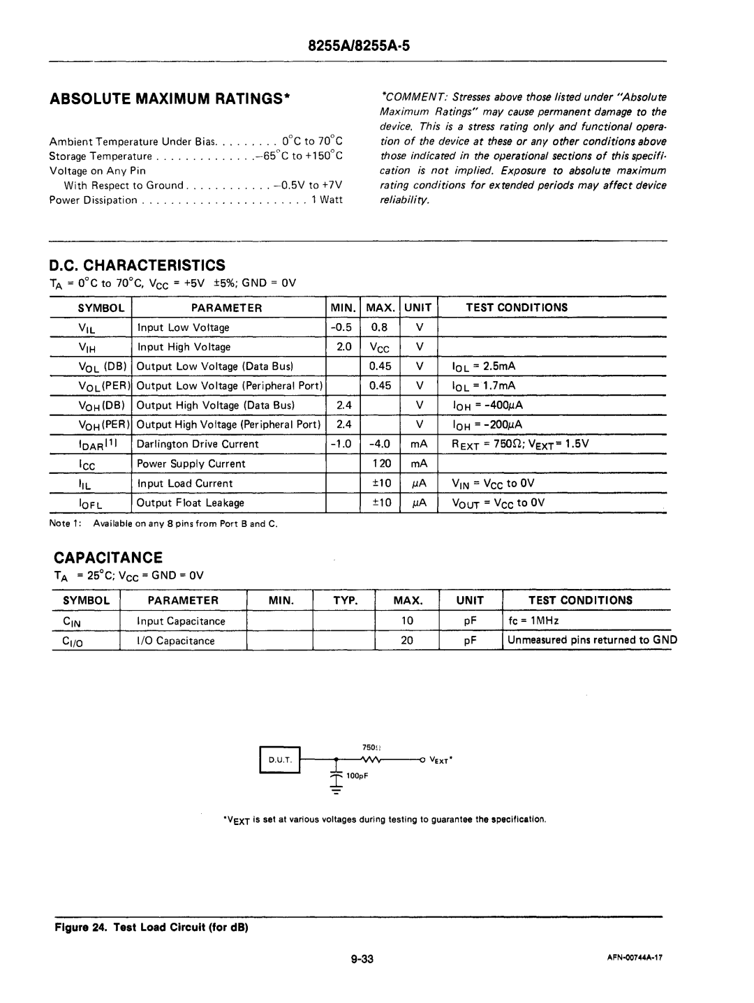 Intel mcs-48 manual Capacitance 