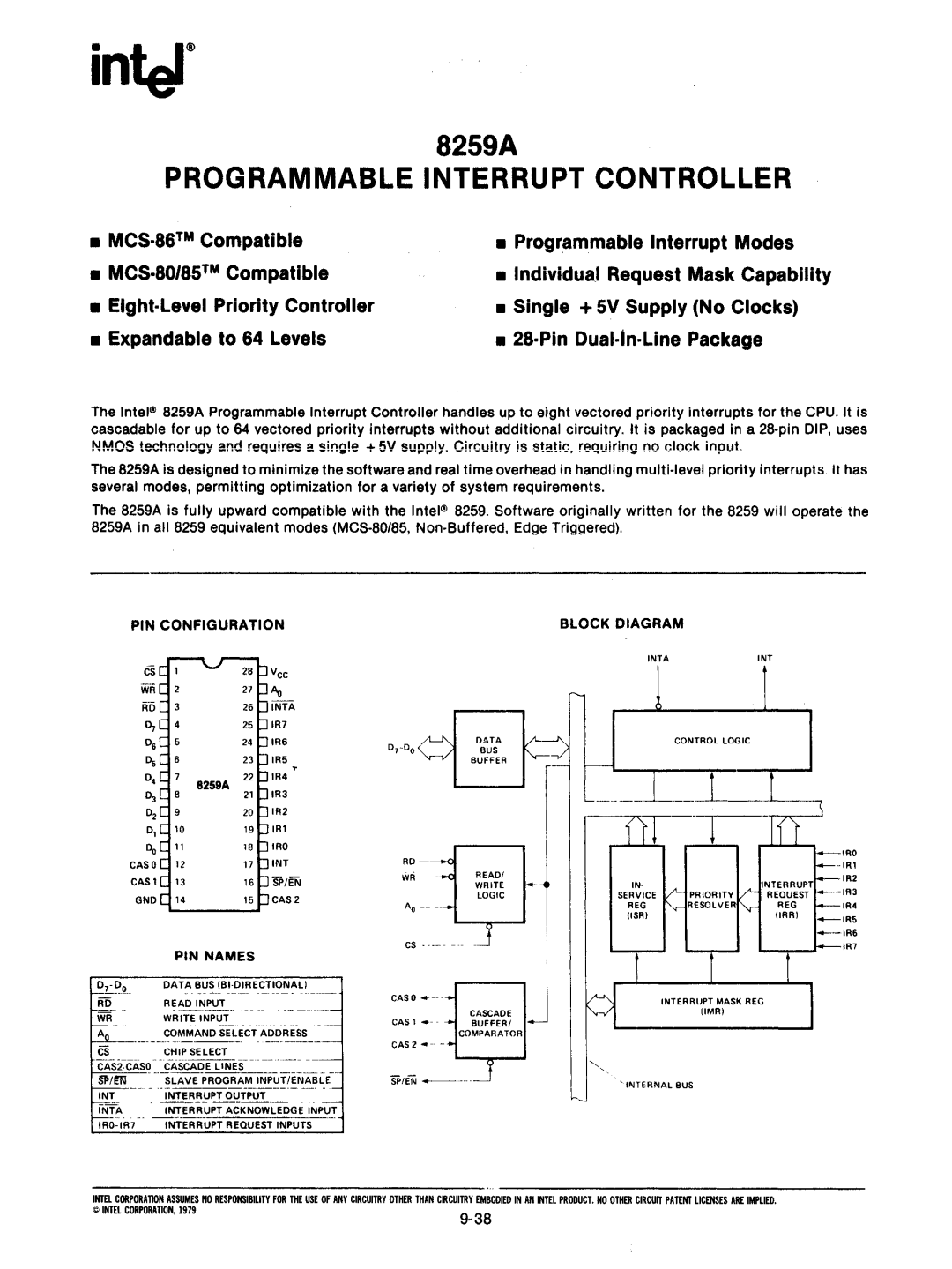 Intel mcs-48 manual Programmable Interrupt Controller, Sp/En 