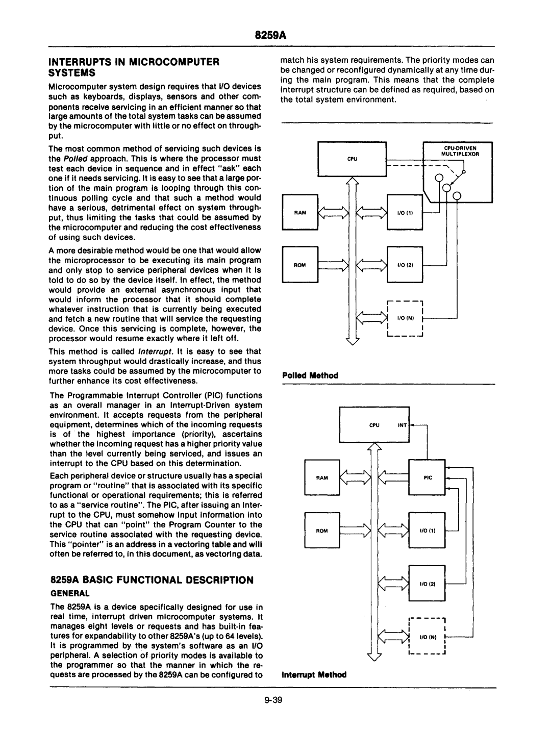 Intel mcs-48 manual Interrupts in Microcomputer Systems, 8259A Basic Functional Description 