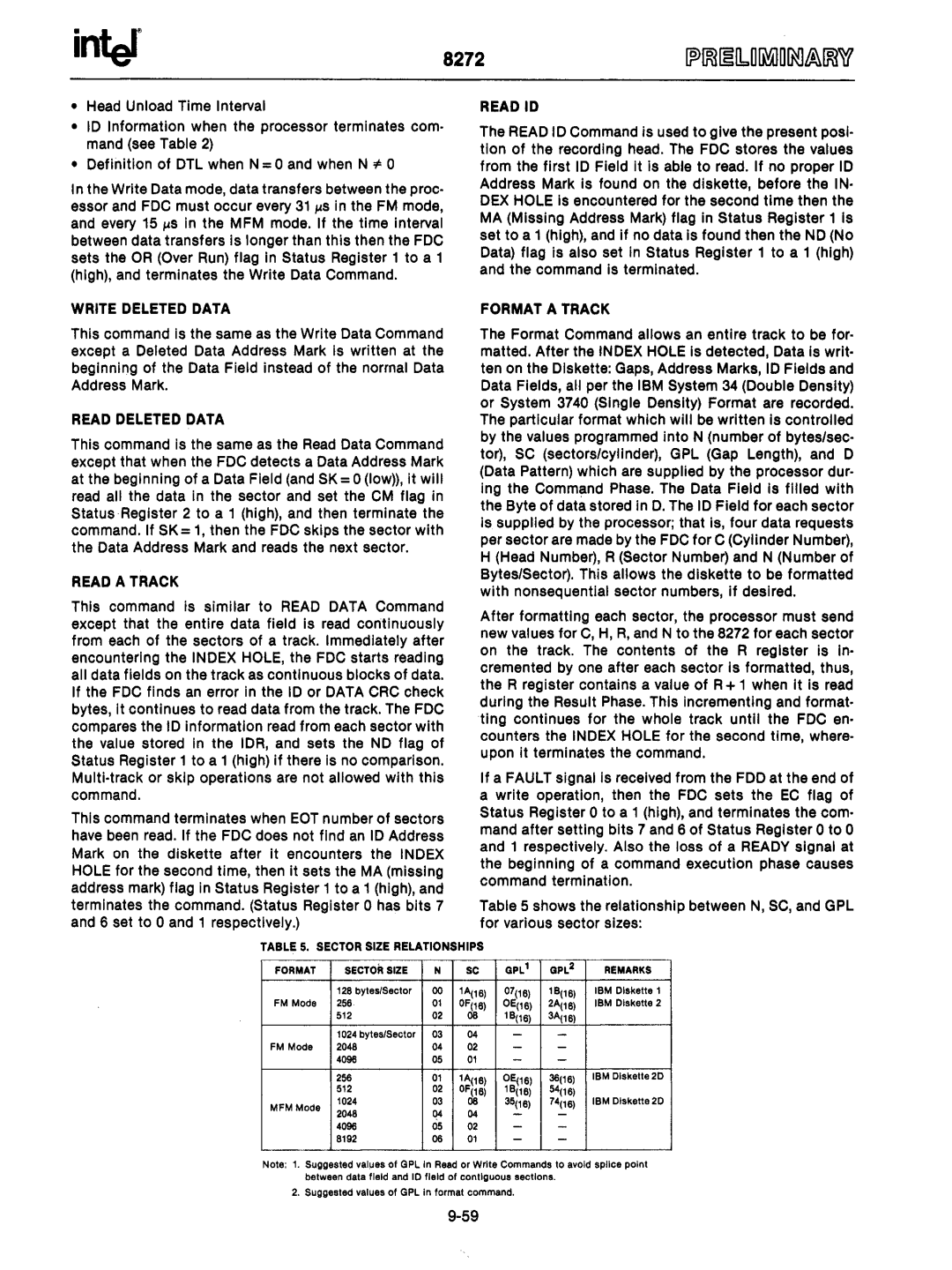 Intel mcs-48 manual Write Deleted Data, Read Deleted Data, Read a Track, Readid, Format a Track 