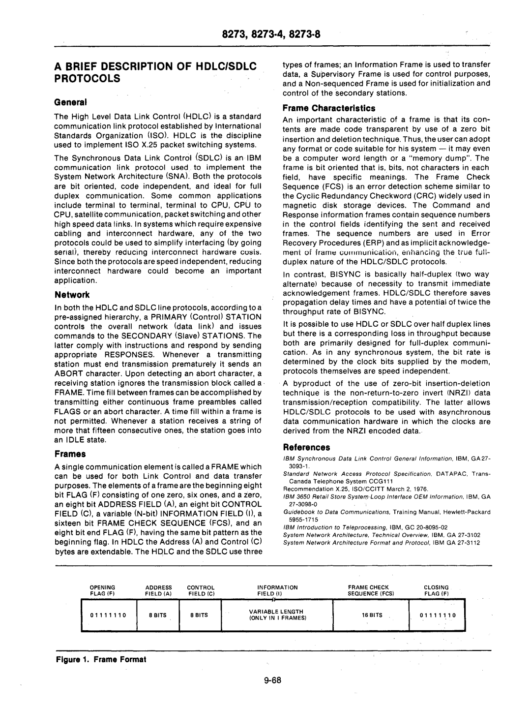 Intel mcs-48 manual 8273, 8273·4, 8273·8, Brief Description of HDLC/SDLC Protocols 