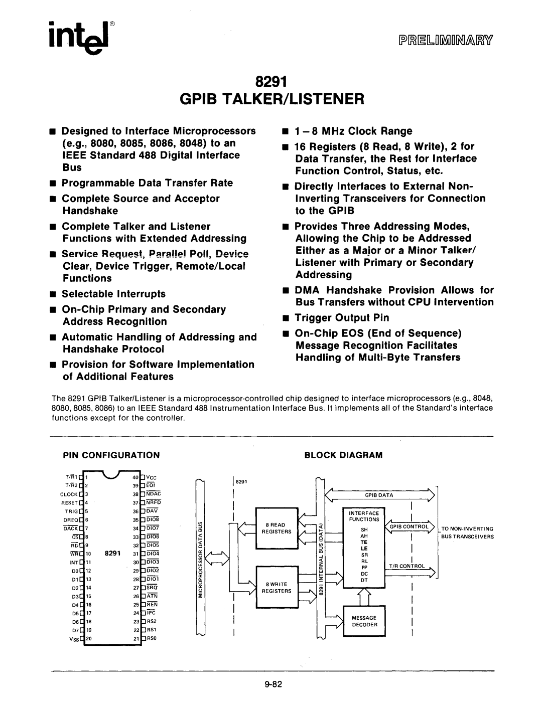 Intel mcs-48 manual Gpib TALKER/LISTENER 