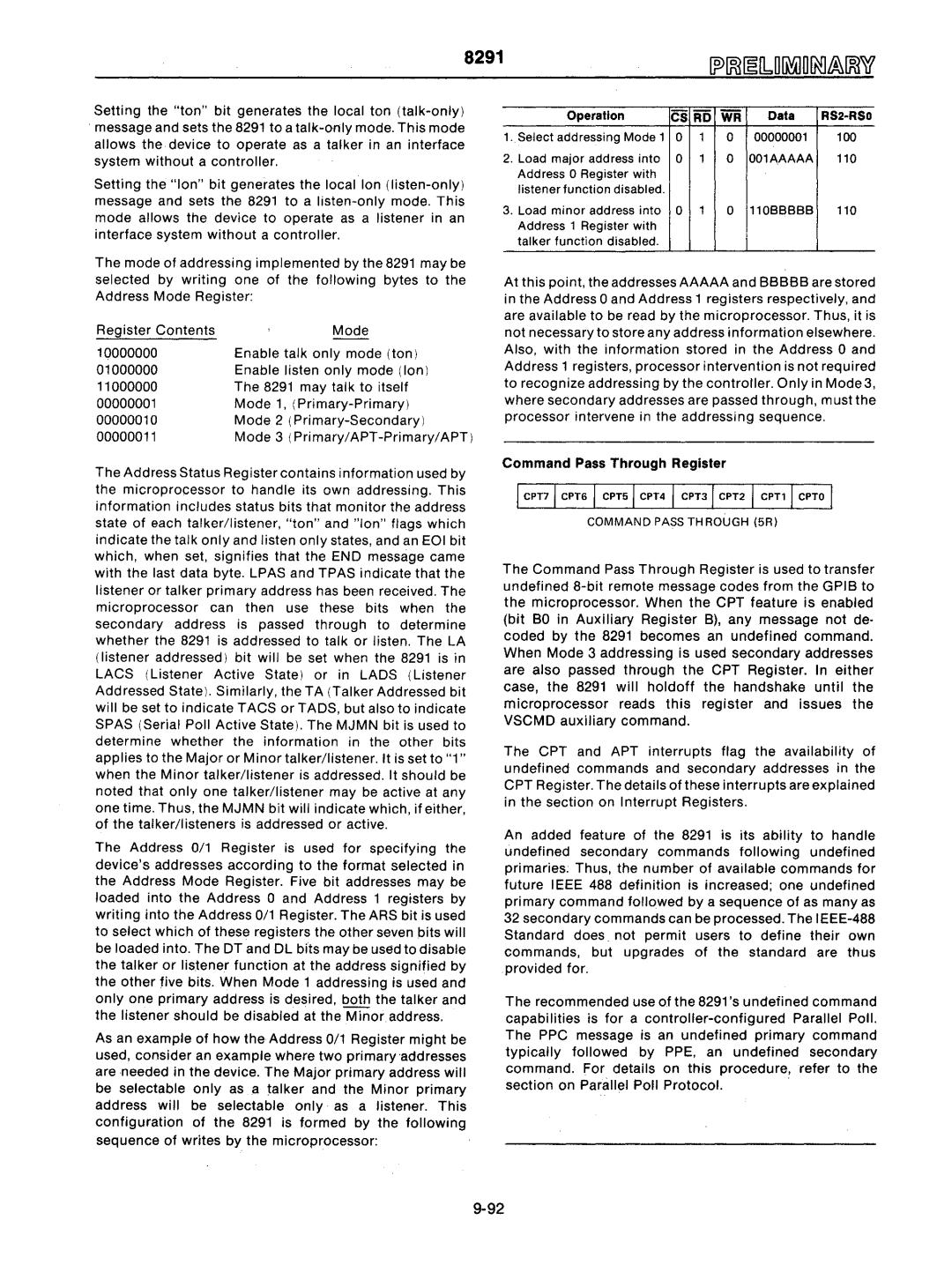 Intel mcs-48 manual Command Pass Through Register, Provided for, Section on Parallel Poll Protocol 