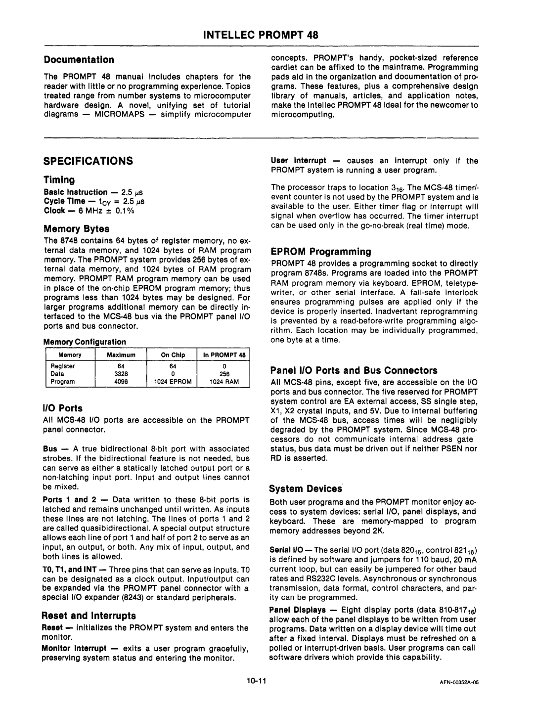 Intel mcs-48 manual User Interrupt causes an Interrupt only If, Prompt system Is running a user program 