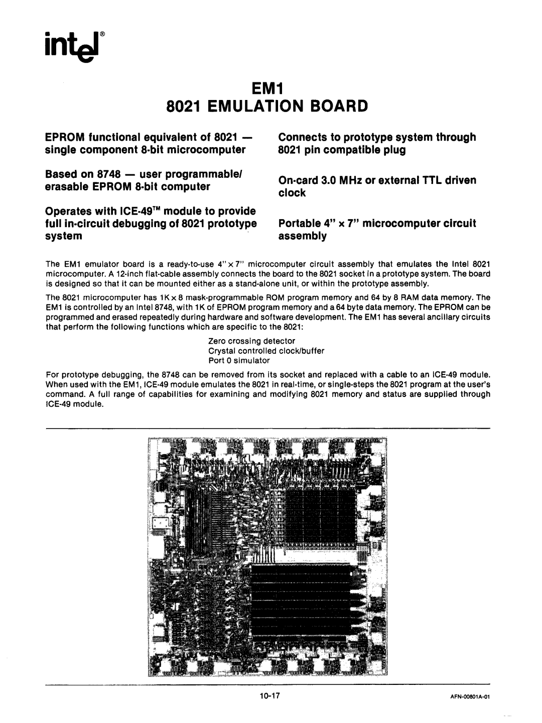 Intel mcs-48 manual EM1 Emulation Board 