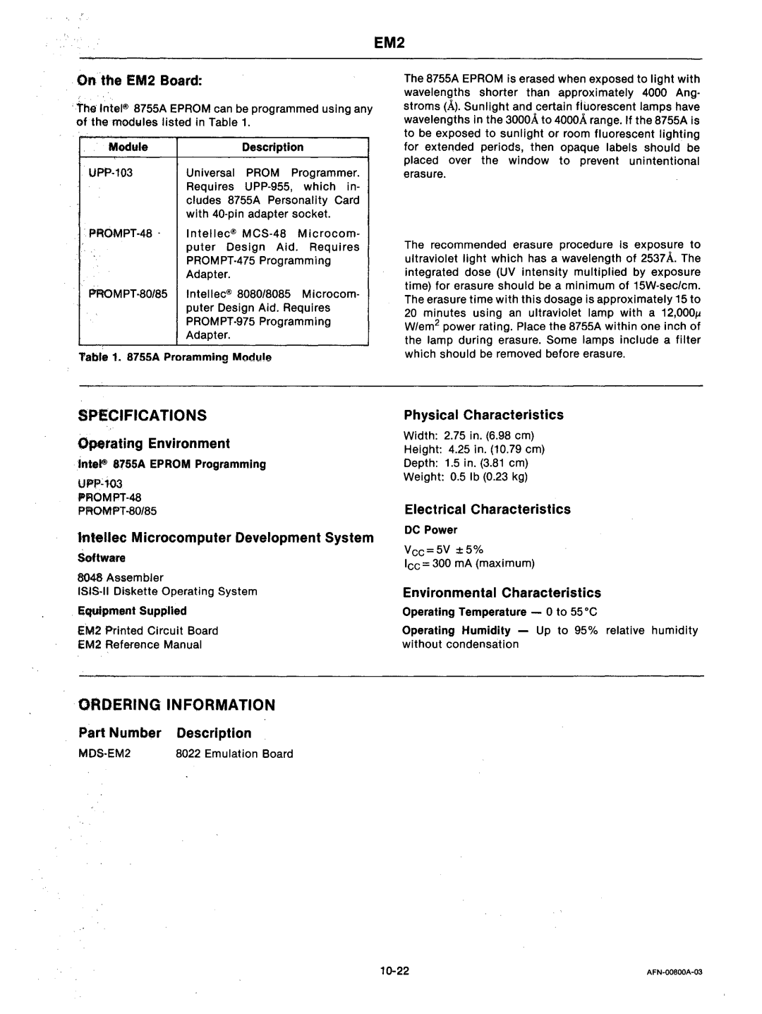 Intel mcs-48 manual UPP-1P3, MDS-EM2 