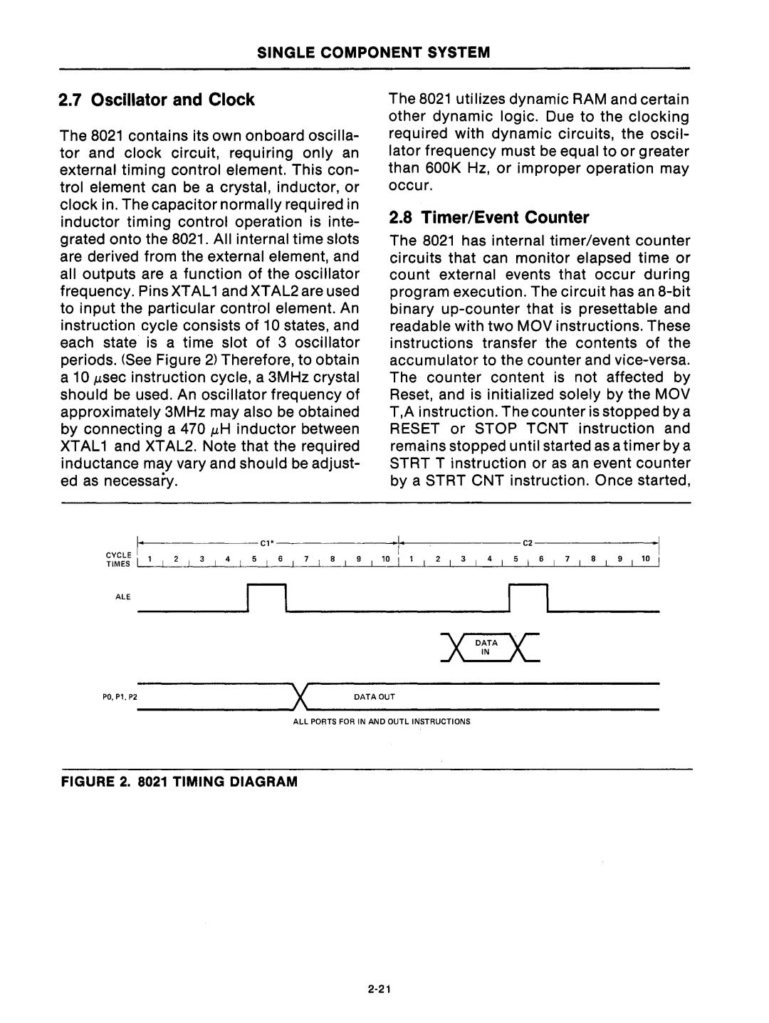 Intel mcs-48 manual Oscillator and Clock, Timer/Event Counter 