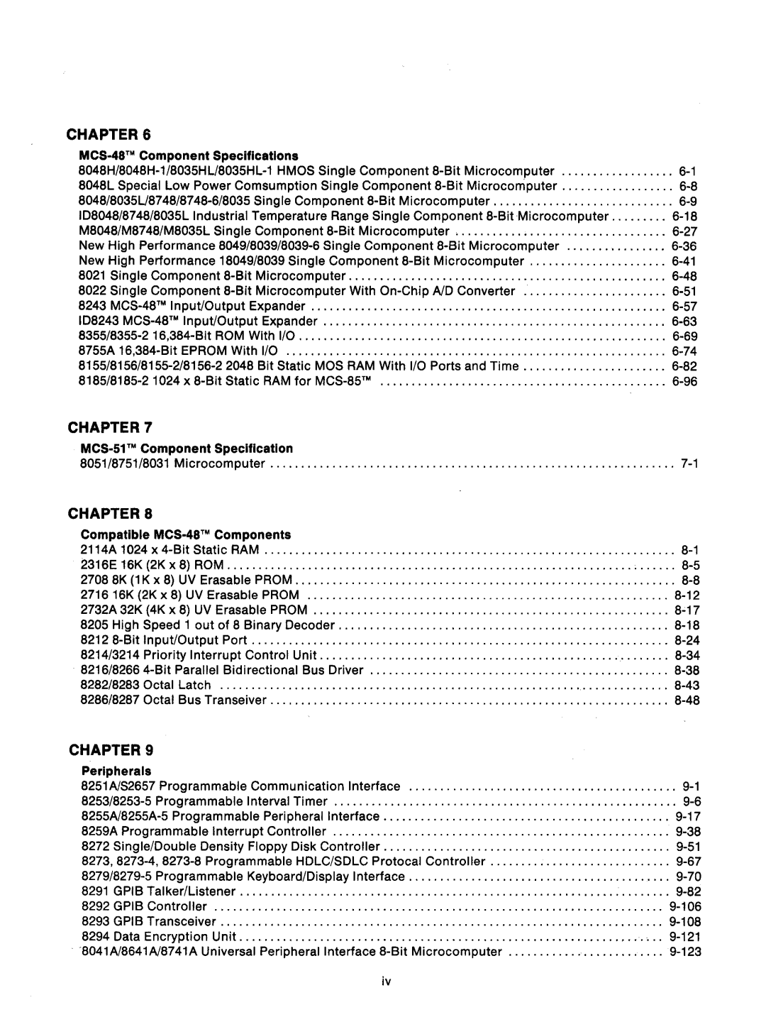 Intel mcs-48 manual Chapters, 8051/8751/8031 Microcomputer 