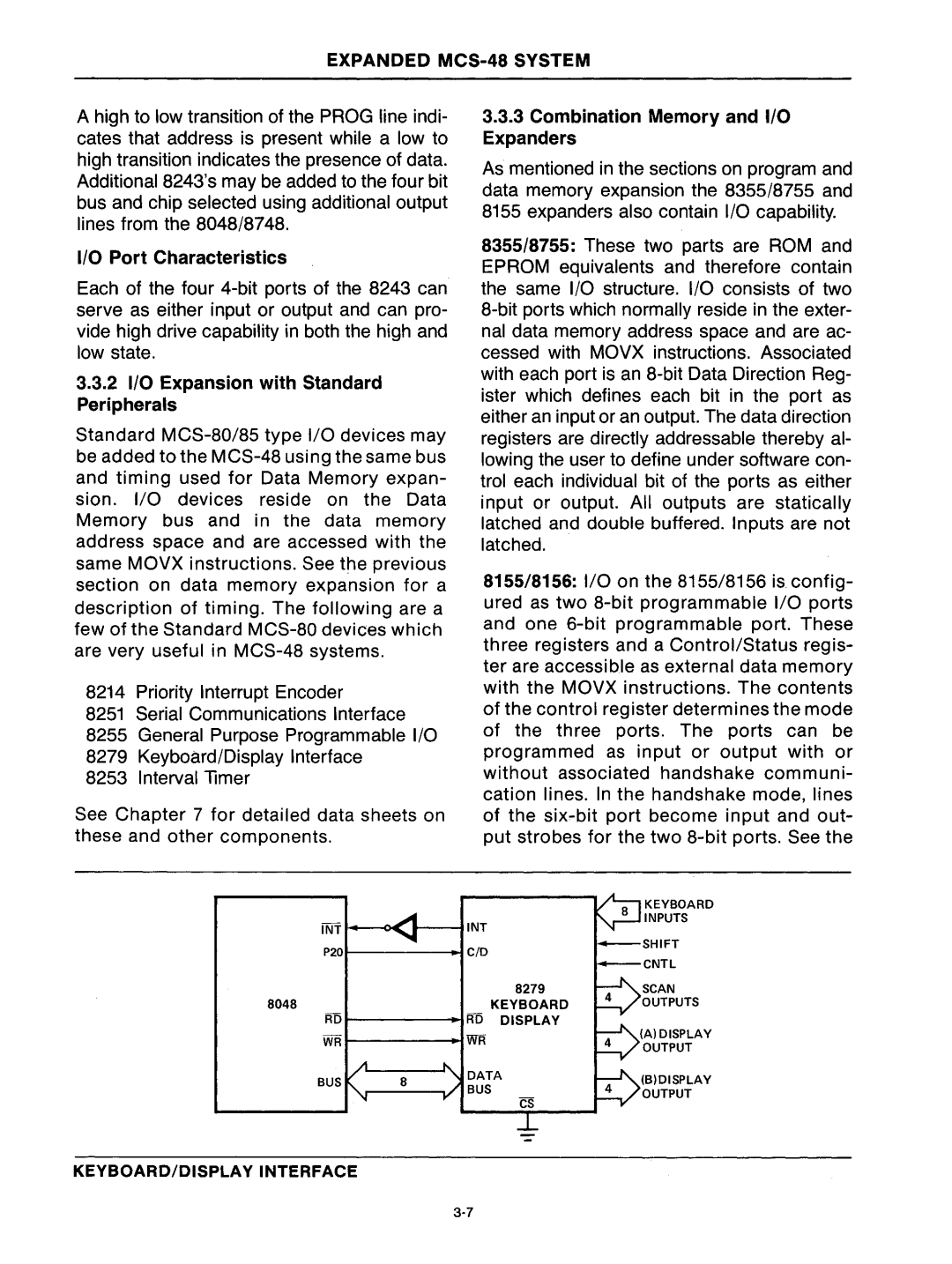 Intel mcs-48 manual Keyboard, RD Display 