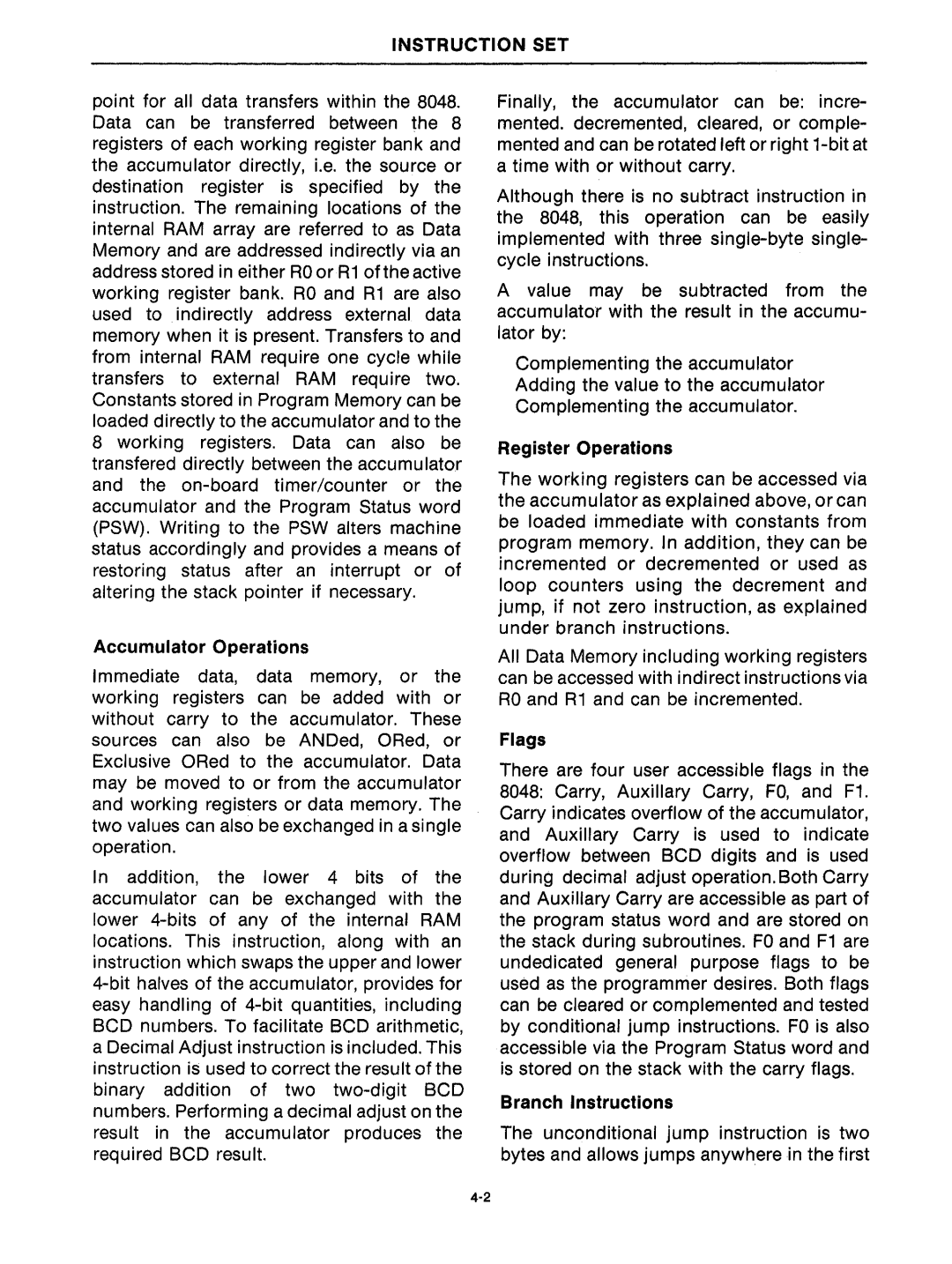 Intel mcs-48 manual Instruction SET 