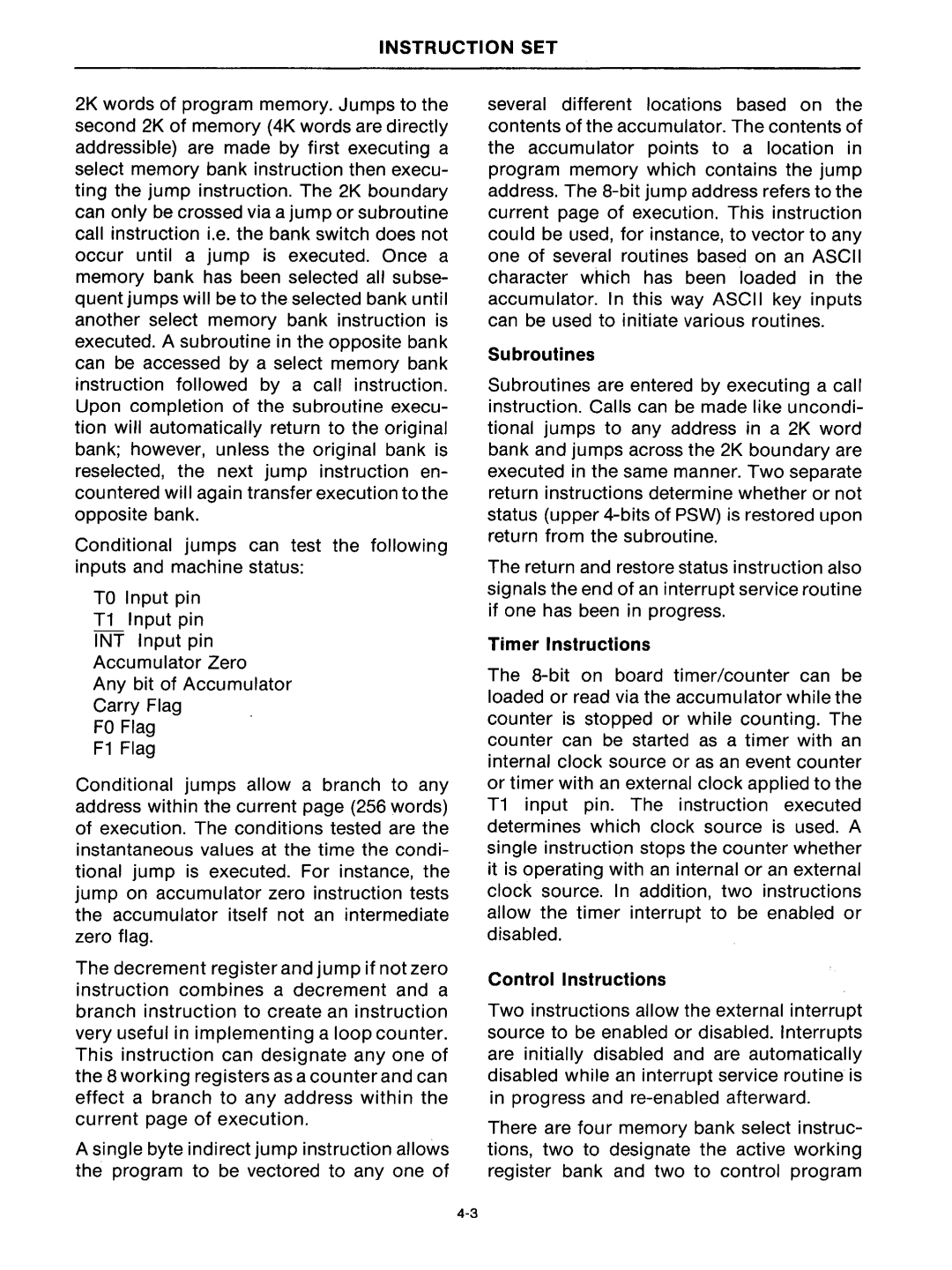 Intel mcs-48 manual Subroutines 