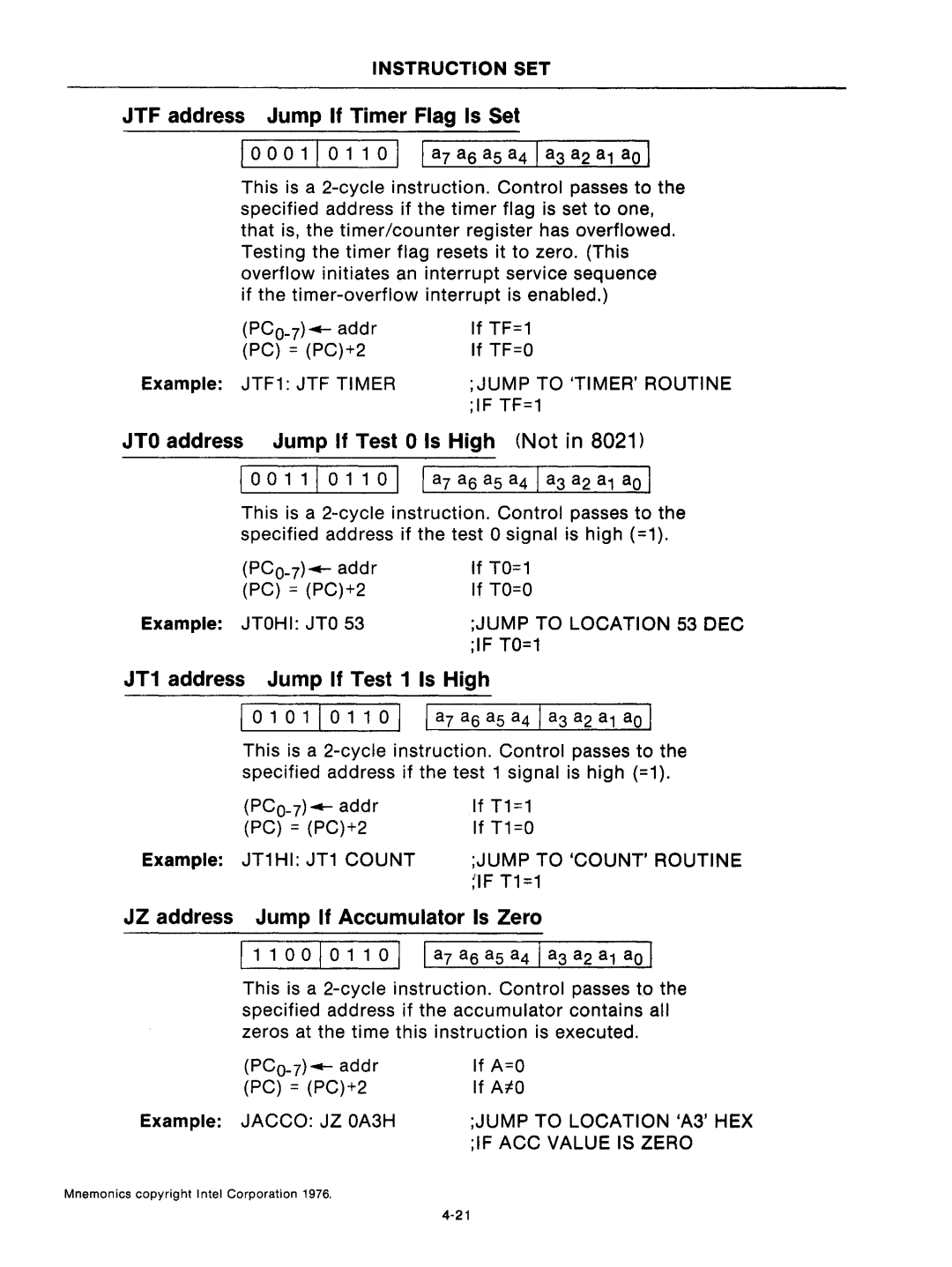 Intel mcs-48 manual Jump to Timerroutine, IFTF=1, Jump to Location 53 DEC, Jump to Countroutine, Jump to Location A3HEX 