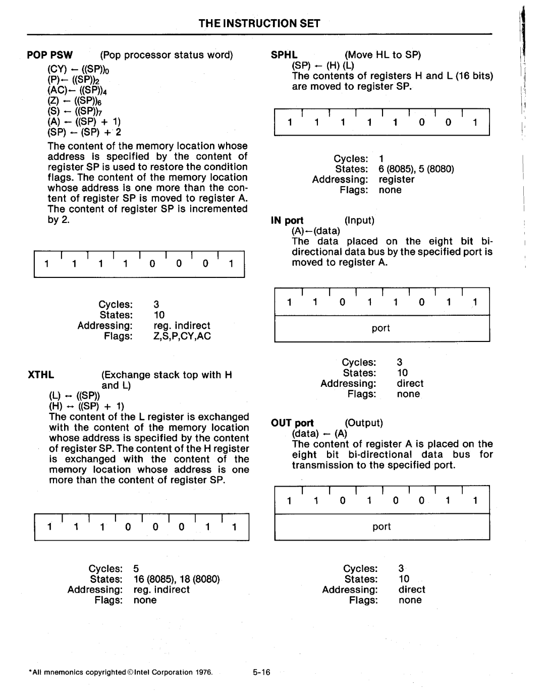 Intel MCS-80/85 manual 16 8085, 18, 1 0 