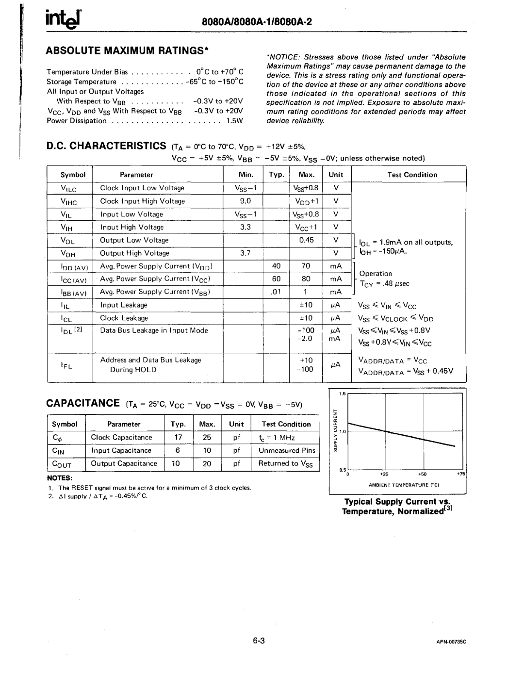 Intel MCS-80/85 manual Absolute Maximum RATINGS· 