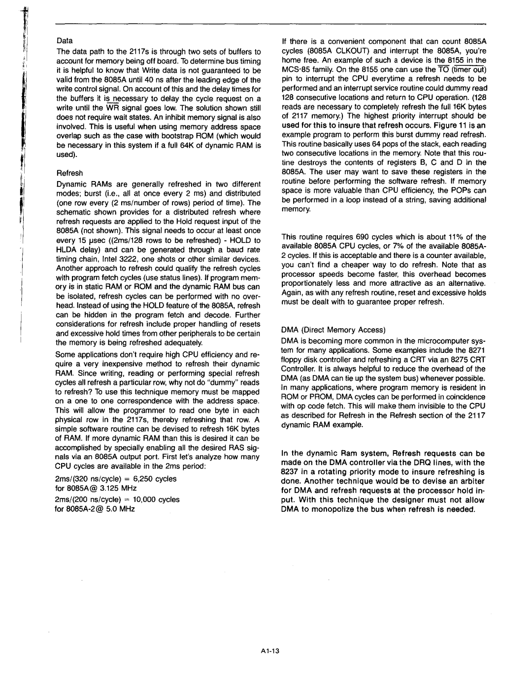 Intel MCS-80/85 manual Data, Refresh, DMA Direct Memory Access 