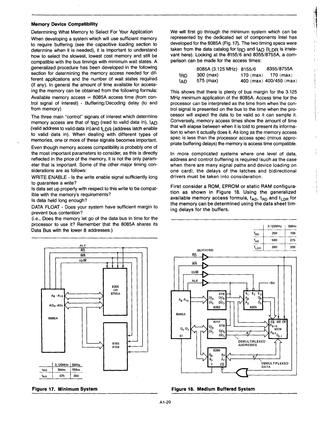 Intel MCS-80/85 manual Memory Device Compatibility, Minimum System 