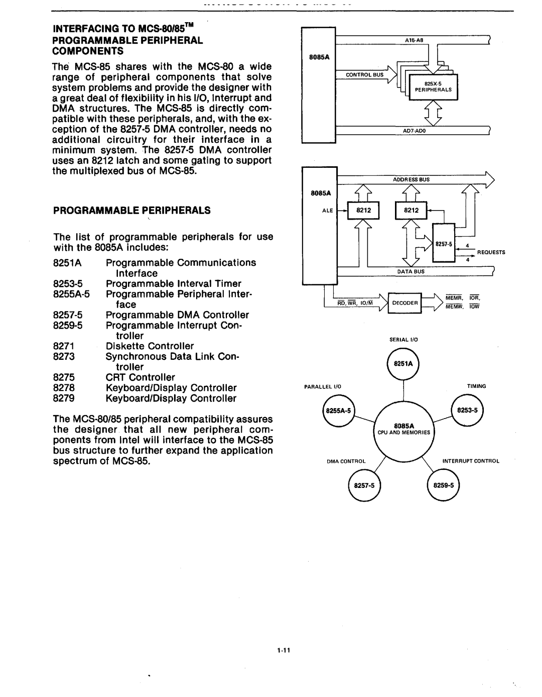 Intel MCS-80/85 manual Interfacing to MCS·80/8S Programmable Peripheral Components, Programmable Peripherals, MEMil. lOR 