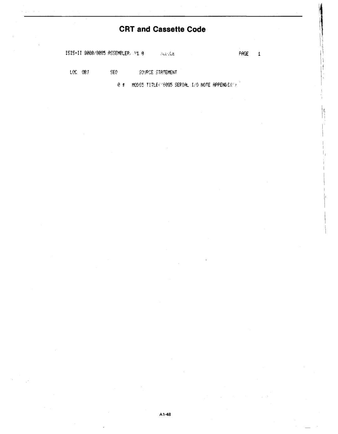 Intel MCS-80/85 manual CRT and Cassette Code 