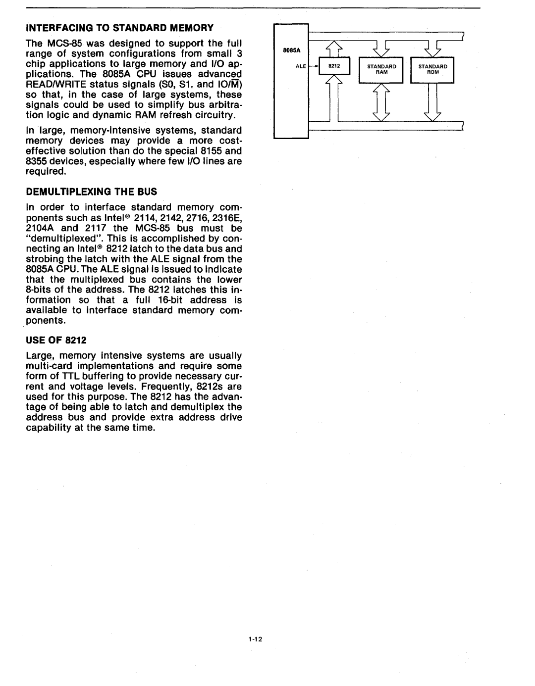 Intel MCS-80/85 manual Interfacing to Standard Memory, Demultiplexing the BUS 