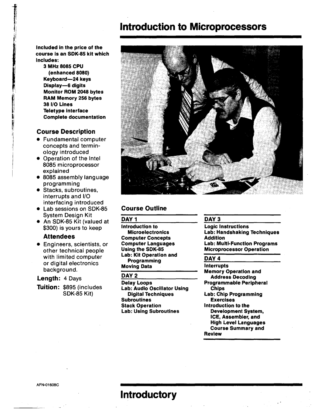 Intel MCS-80/85 manual Introduction to Microprocessors, Lab sessions on SDK-8S System Design Kit 