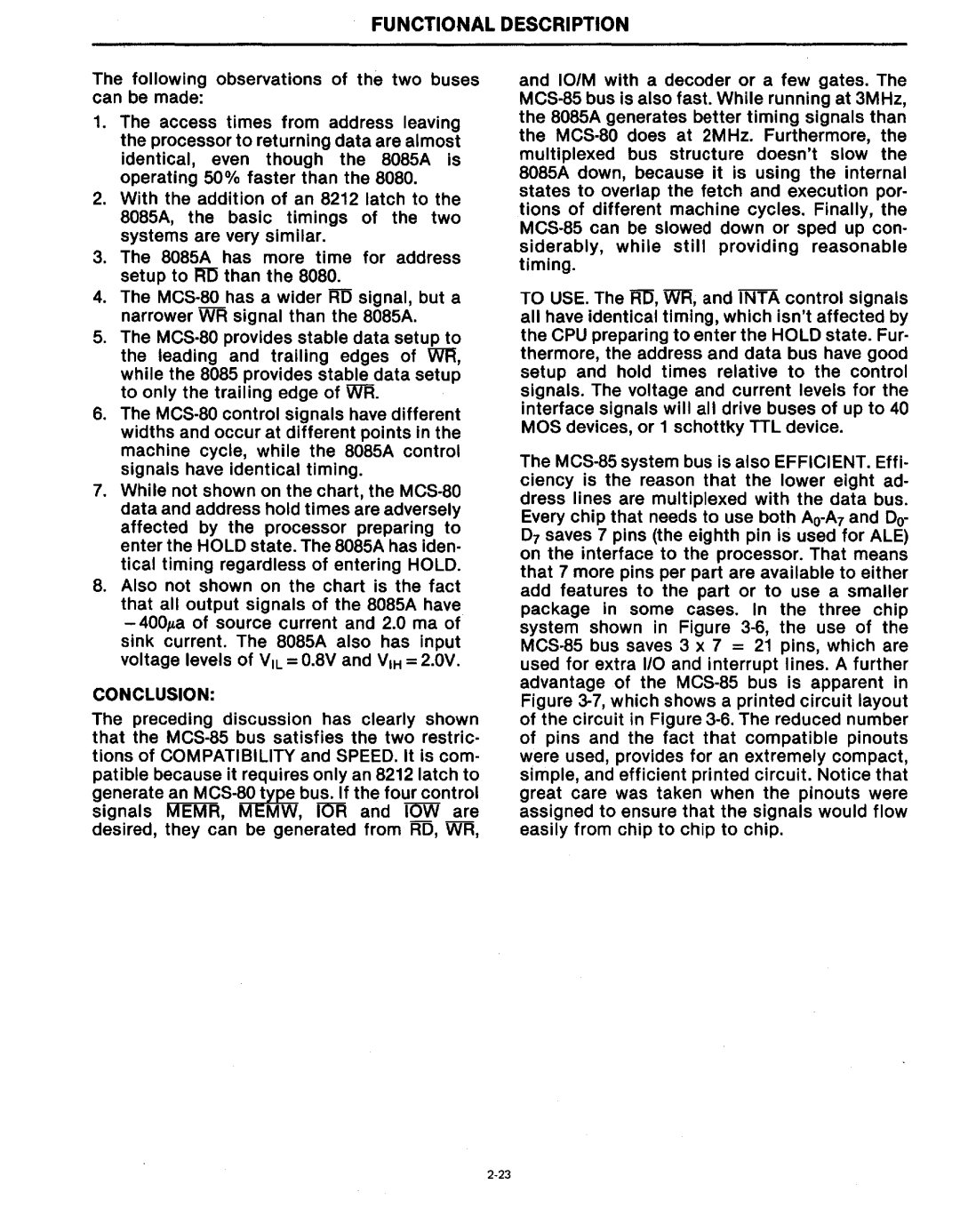 Intel MCS-80/85 manual Conclusion 