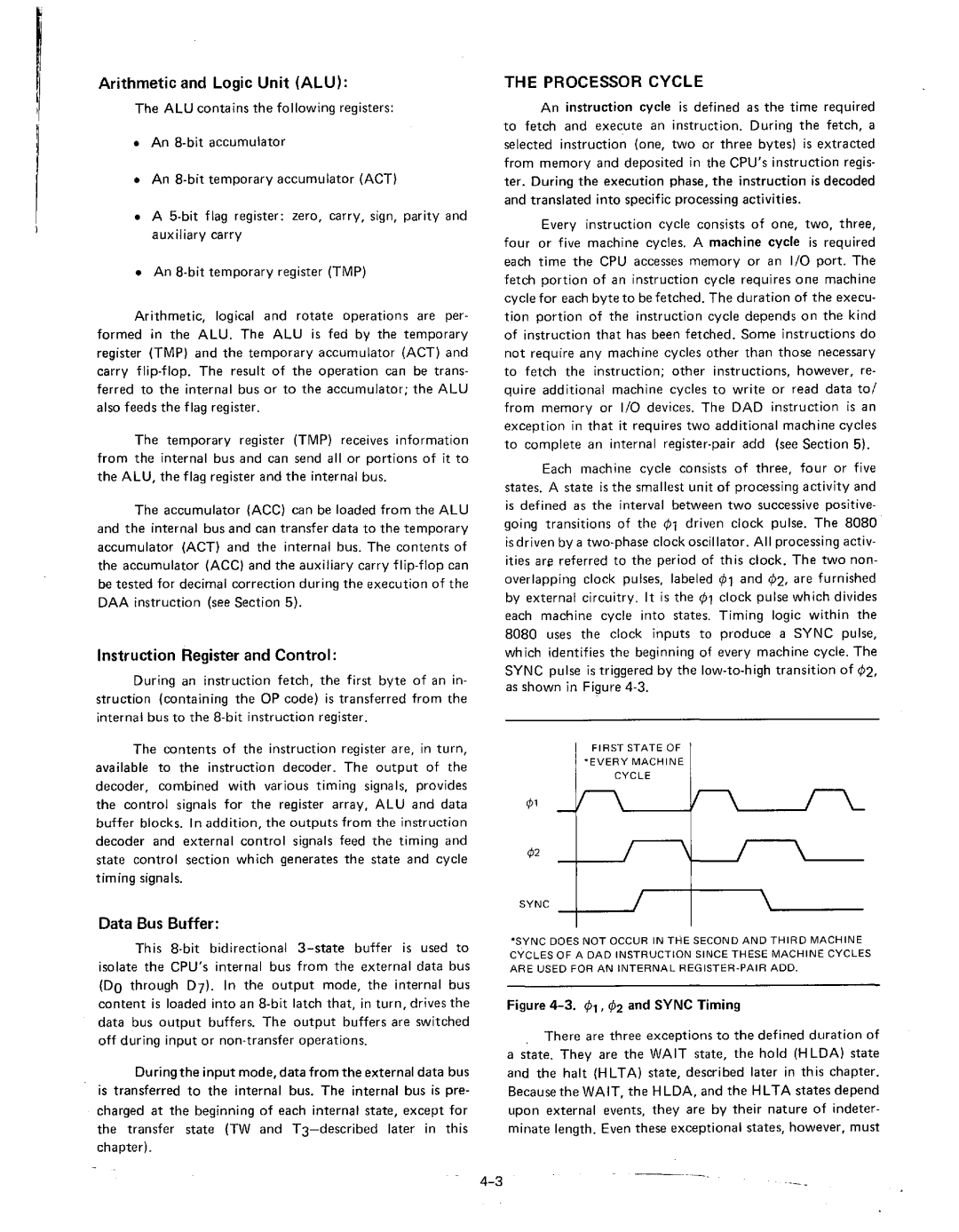 Intel MCS-80/85 manual Arithmetic and Logic Unit ALU, Instruction Register and Control, Data Bus Buffer 