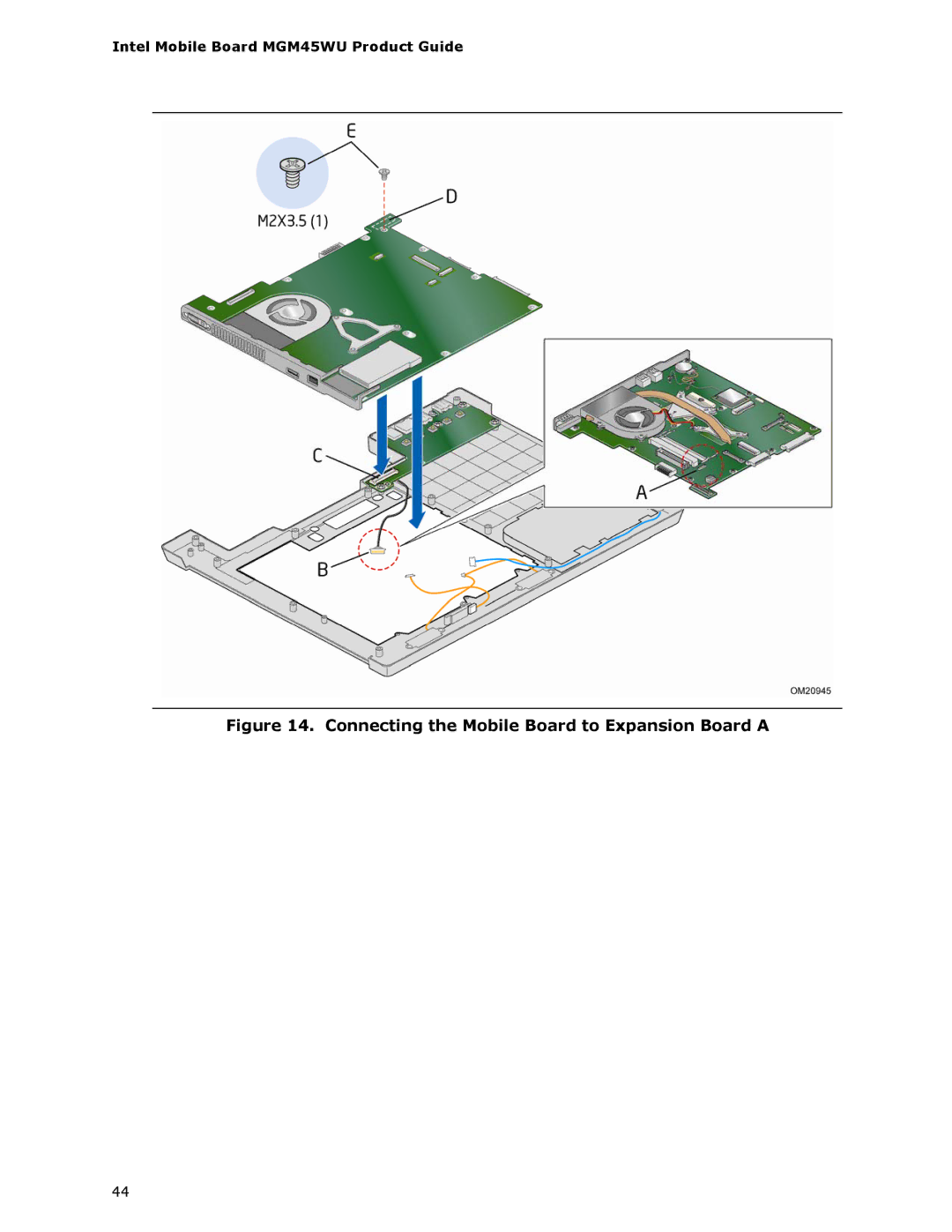 Intel MGM45WU manual Connecting the Mobile Board to Expansion Board a 