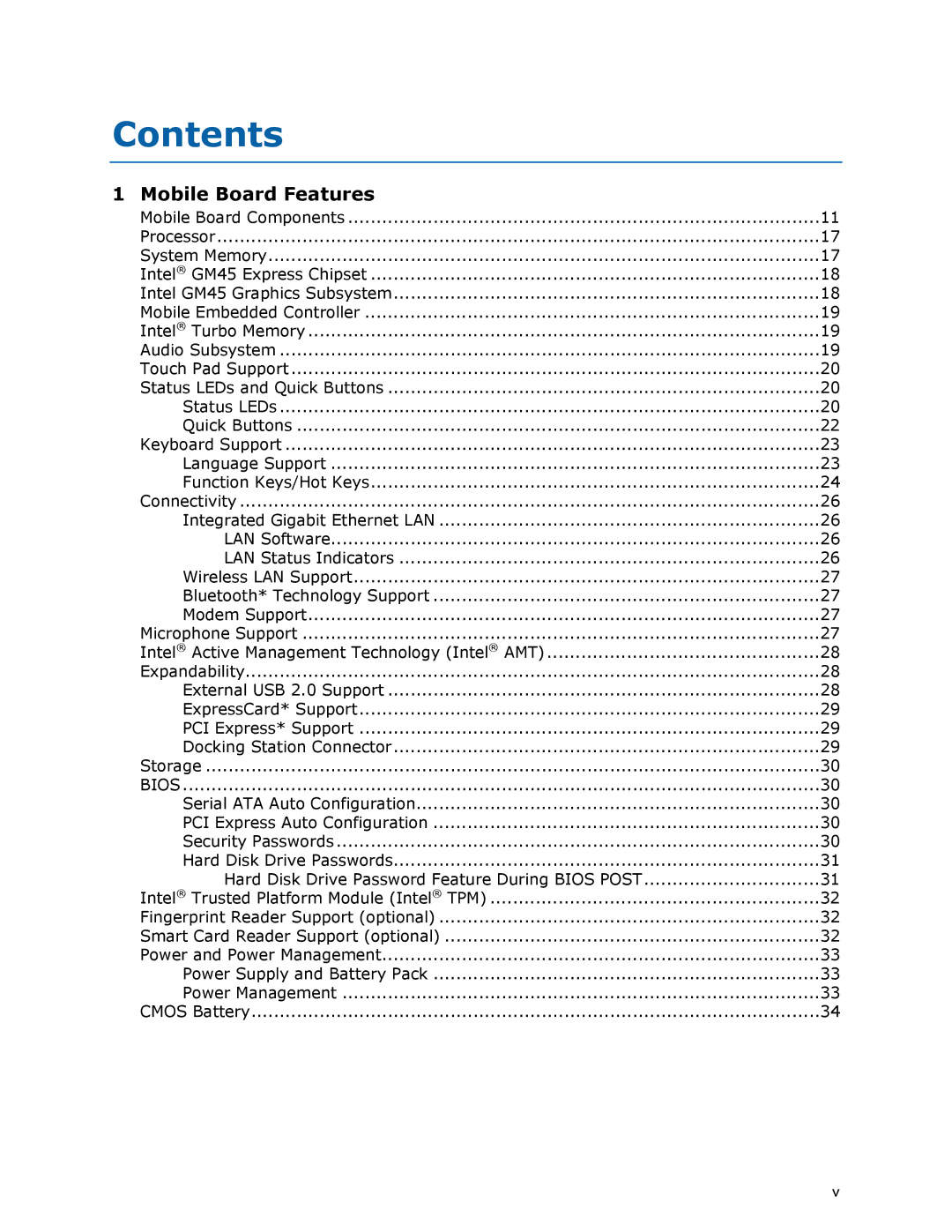 Intel MGM45WU manual Contents 