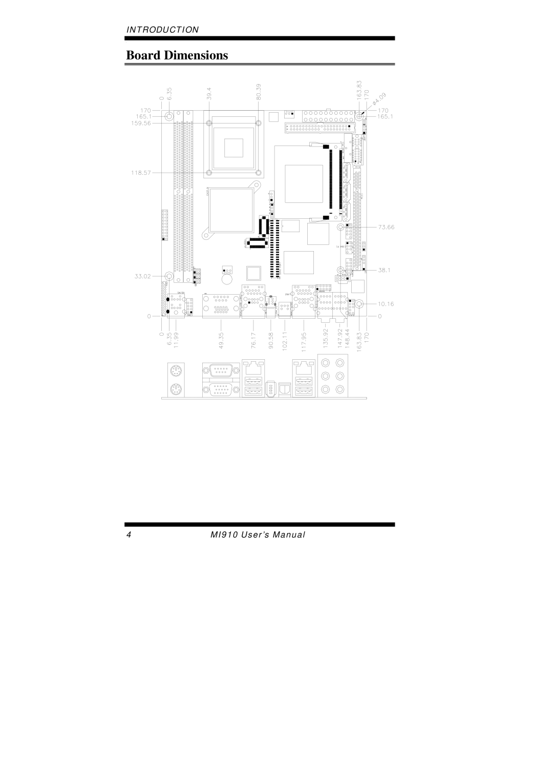 Intel MI910F user manual Board Dimensions 