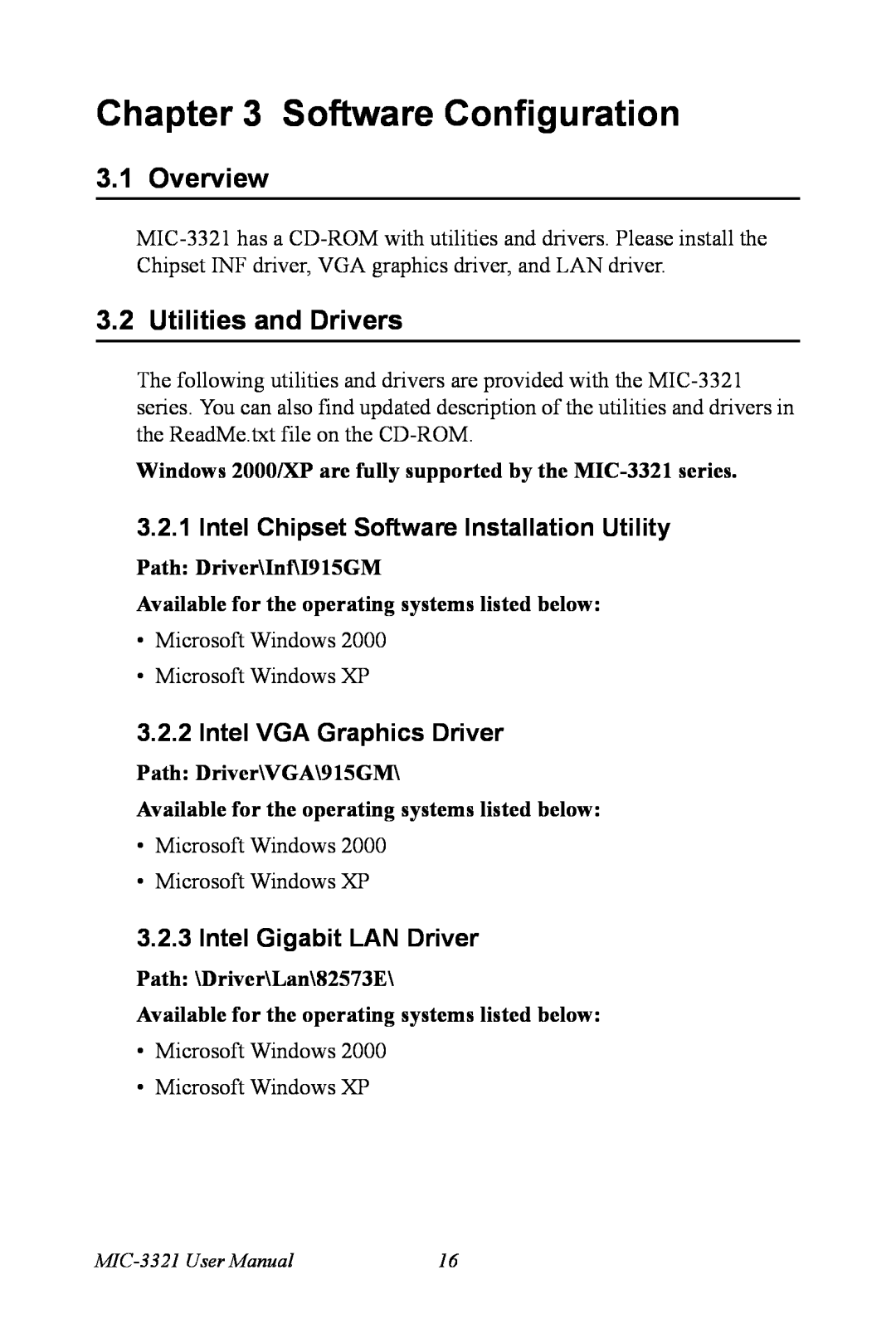 Intel MIC-3321 Software Configuration, Overview, Utilities and Drivers, 3.2.1Intel Chipset Software Installation Utility 