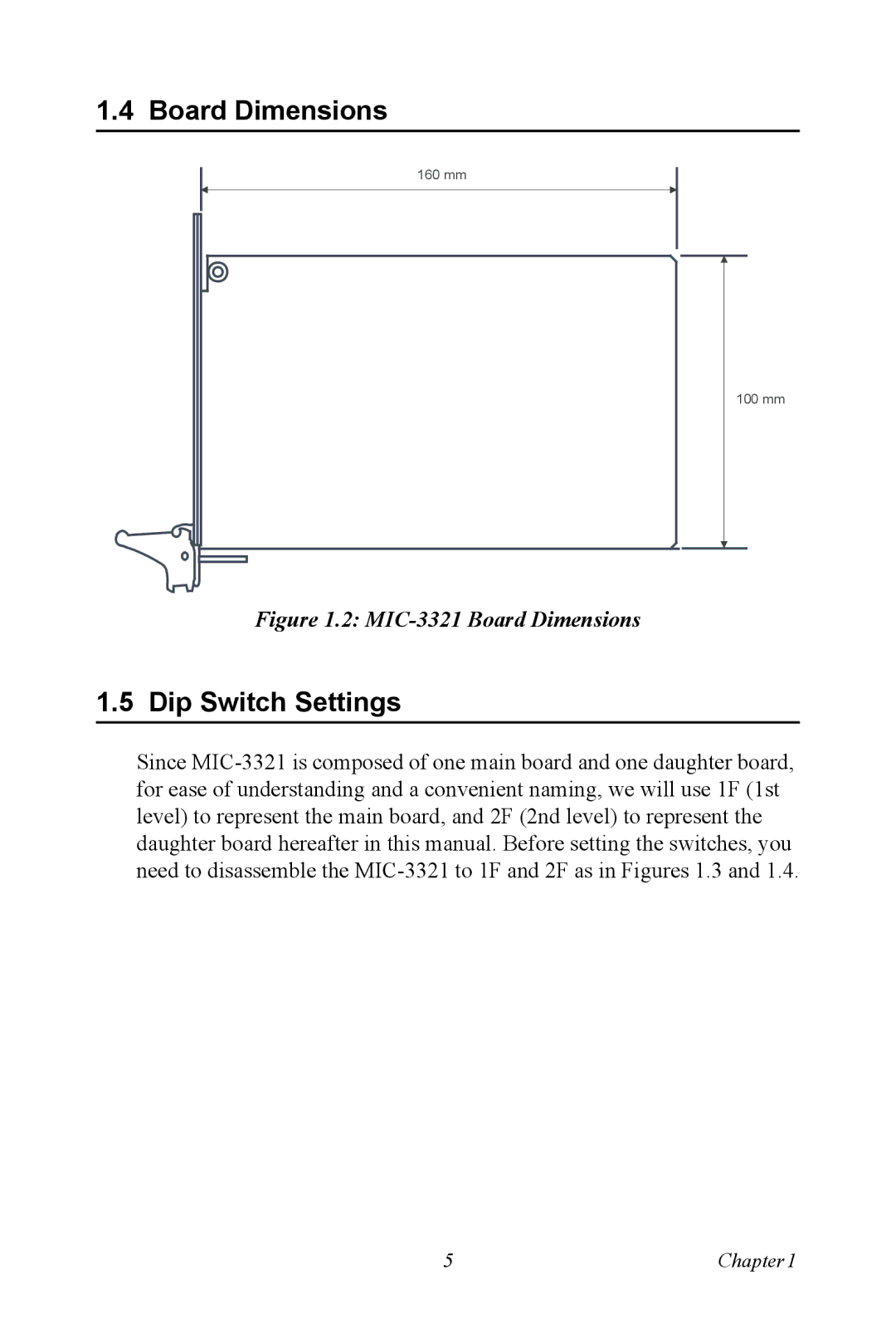 Intel 3U Compact PCI, MIC-3321 user manual Board Dimensions, Dip Switch Settings 