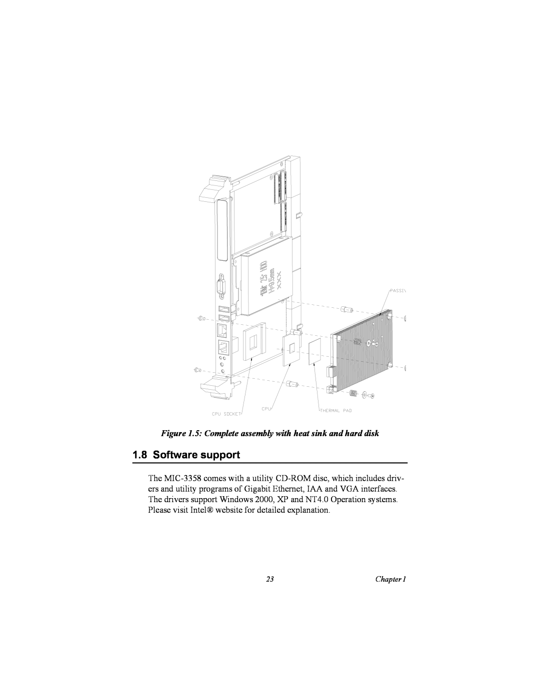 Intel MIC-3358 user manual Software support, 5 Complete assembly with heat sink and hard disk 