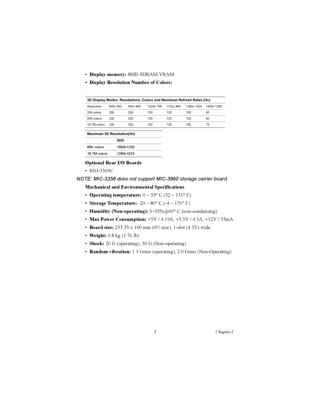 Intel MIC-3358 user manual Optional Rear I/O Boards 