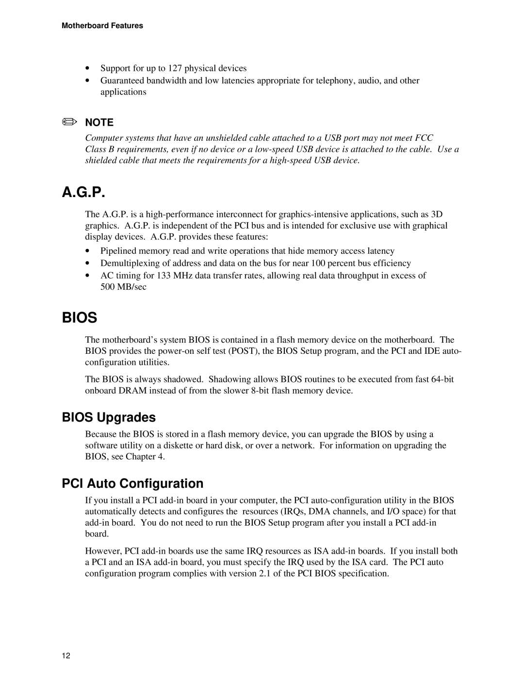 Intel Motherboard, SE400BX manual Bios Upgrades, PCI Auto Configuration 