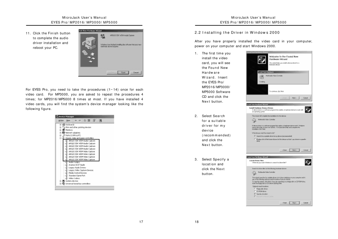 Intel MP5000, MP2016, MP3000 user manual Installing the Driver in Windows 