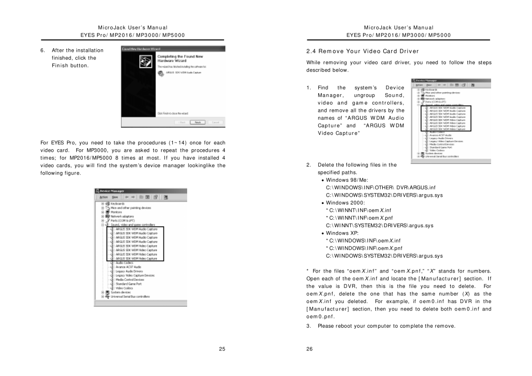 Intel MP3000, MP2016, MP5000 user manual Remove Your Video Card Driver 