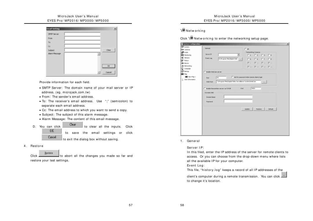 Intel MP2016, MP5000, MP3000 user manual General Server IP, Event Log 