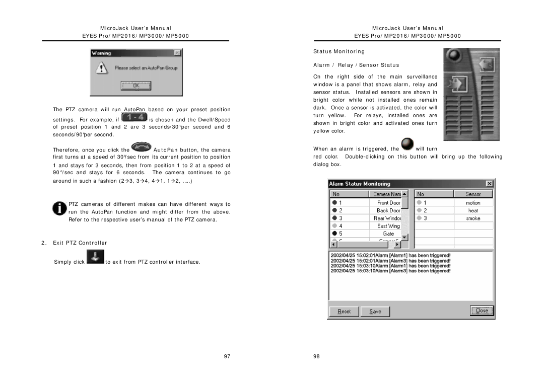 Intel MP3000, MP2016, MP5000 user manual Exit PTZ Controller 