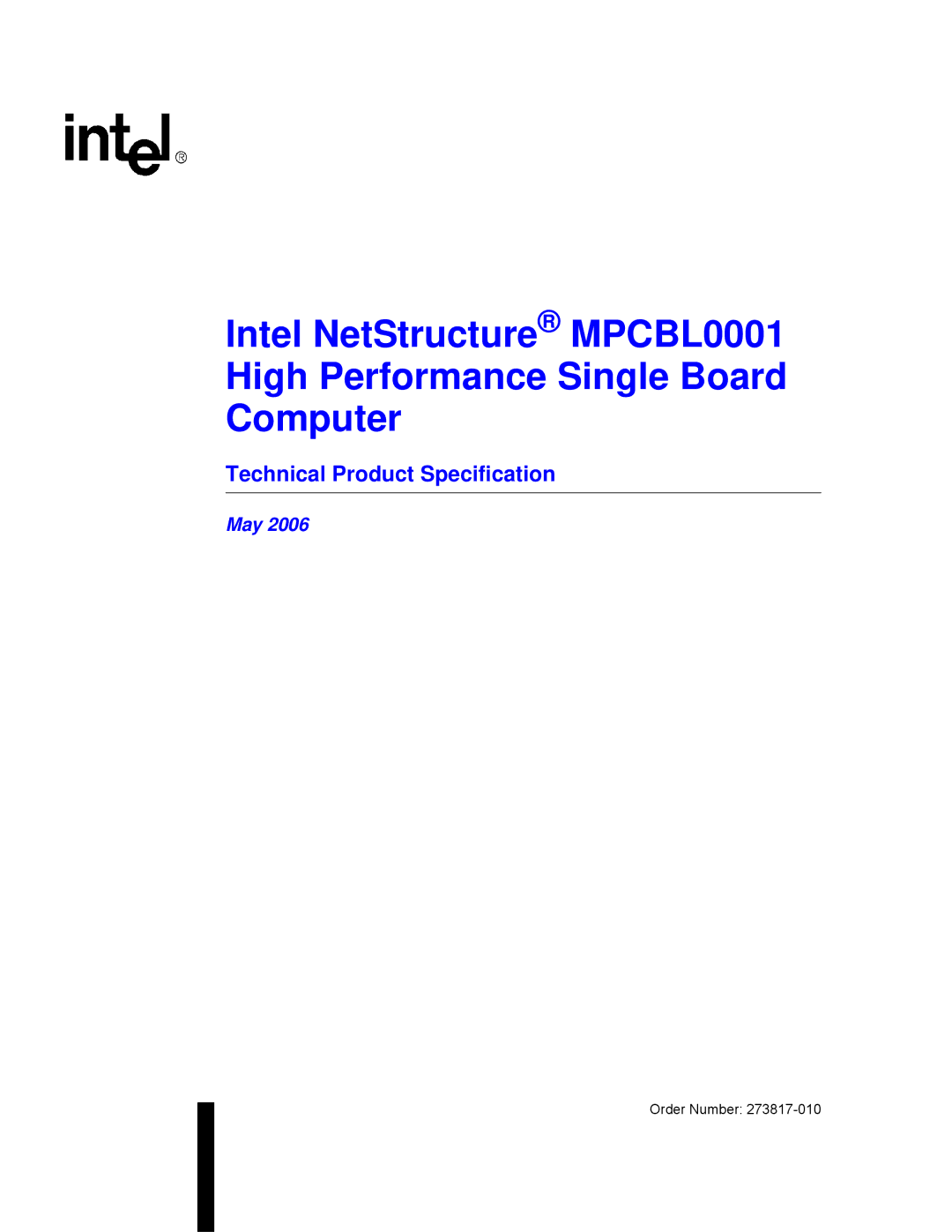 Intel MPCBL0001 manual Technical Product Specification, May 