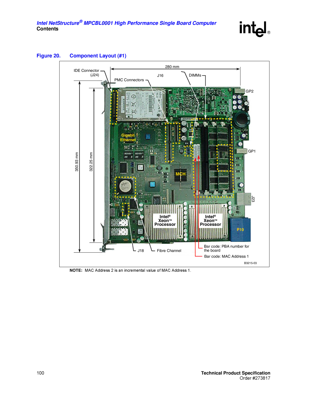 Intel MPCBL0001 manual Component Layout #1 