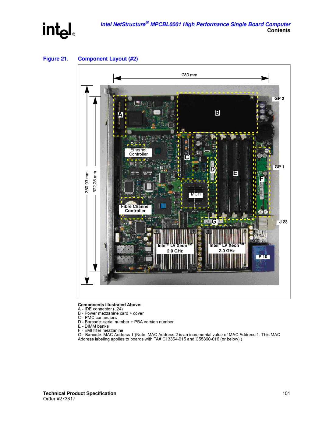 Intel MPCBL0001 manual Component Layout #2, Mch 